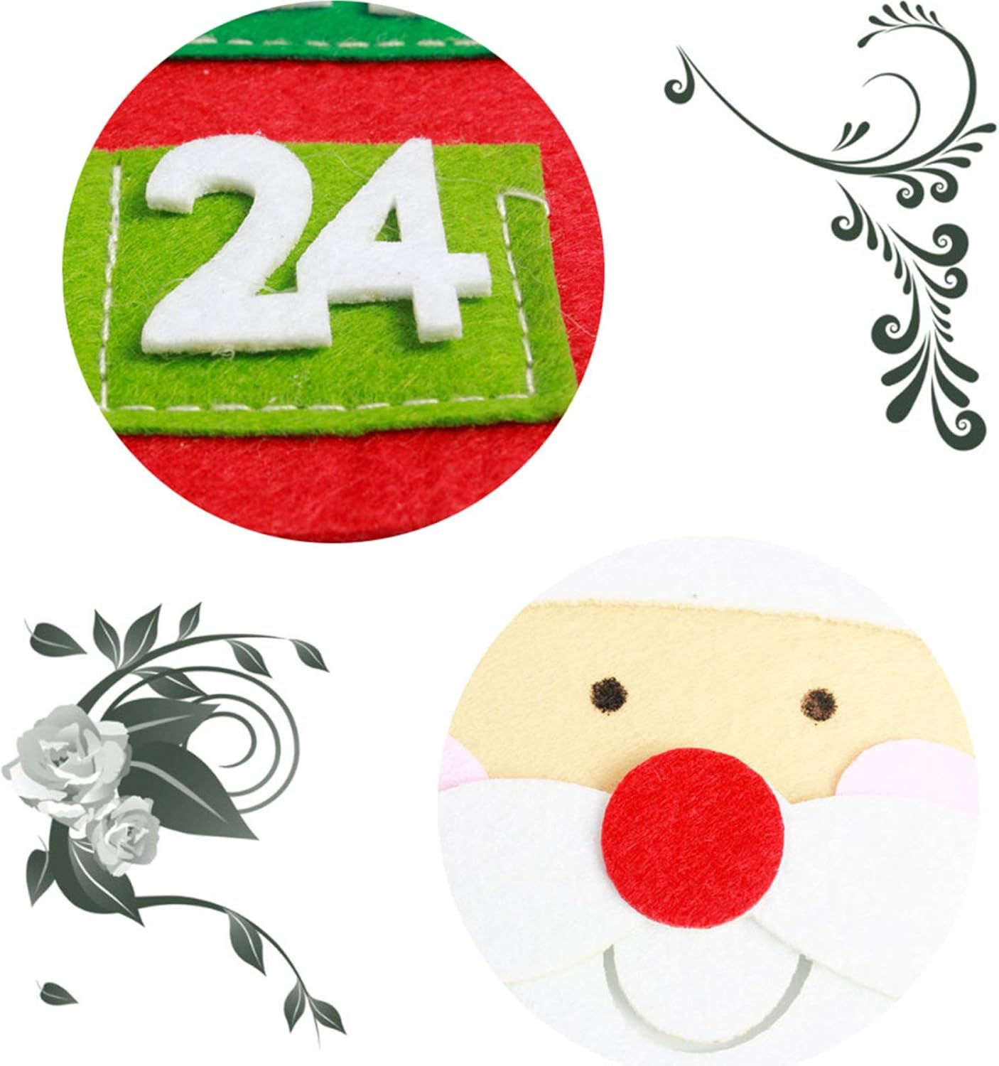 Calendar advent din fetru, Zola,  Mos Craciun - rosu, 24 de buzunare, 67.5 x 20 cm Calendar advent din fetru, Zola,  Mos Craciun - rosu, 24 de buzunare, 67.5 x 20 cm